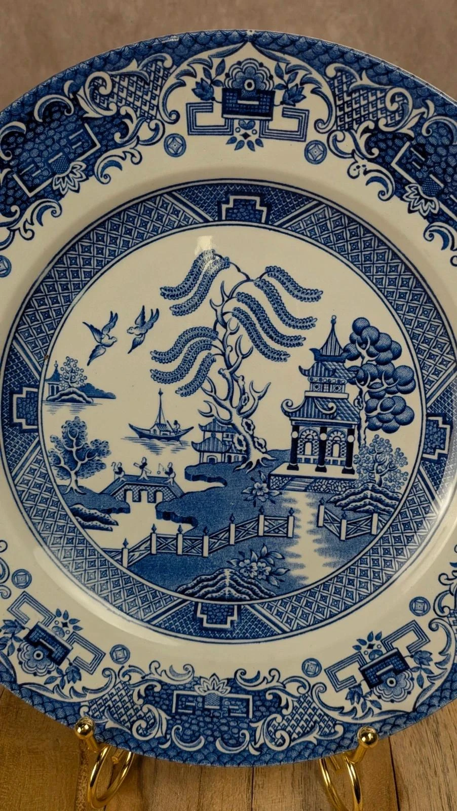 Assiette anglaise Old Willow bleu blanc – photo 3
